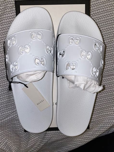 gucci slides whita|Gucci slides white women's.